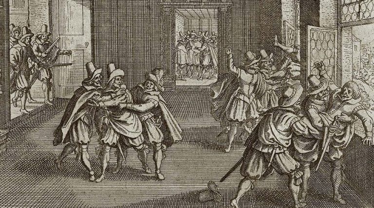 23 maja roku 1618 – defenestracja praska, czyli wyrzucenie z okna zamku na Hradczanach przedstawicieli cesarza