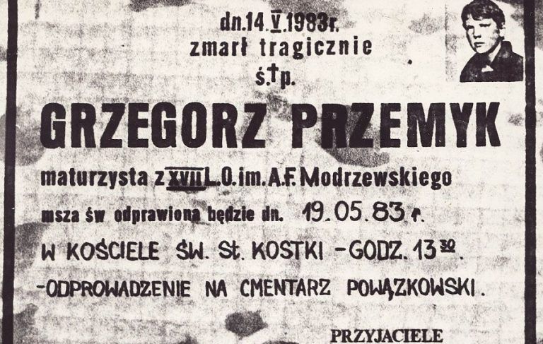14 maja roku 1983 – śmierć Grzegorza Przemyka pobitego przez milicjantów