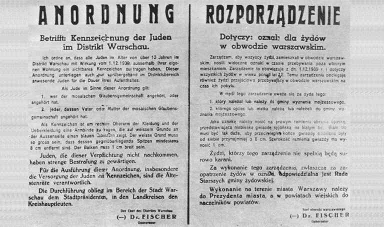 1 grudnia roku 1939 – Niemcy zmuszają polskich Żydów do noszenia stygmatyzujących opasek